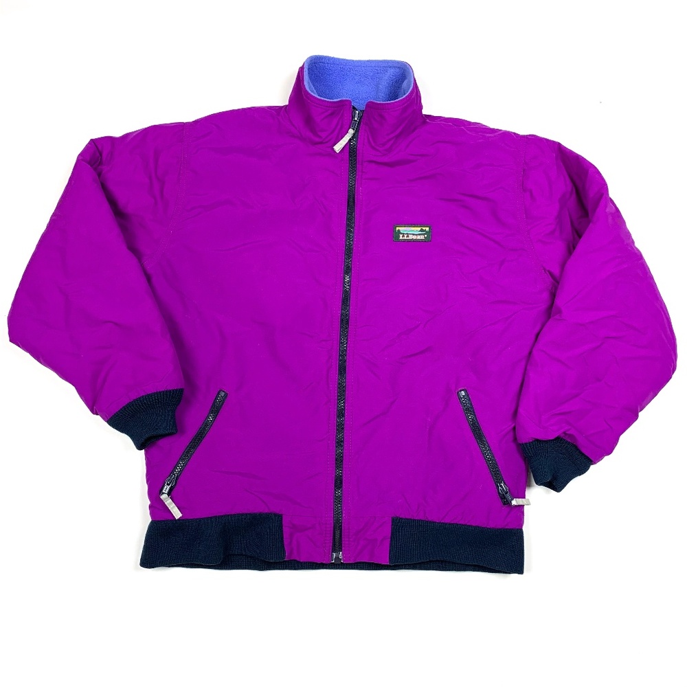 Vtg 90s LL Bean Warm Up Retro Purple Jacket